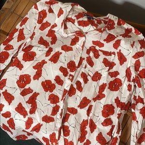 Gap Button Down Poppy Print Shirt Sz XXL
